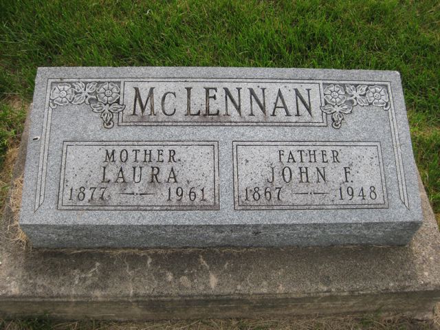 Photo of headstones/John F McLennan 1867-1948 hdstn La Porte City Westview Cem Iowa